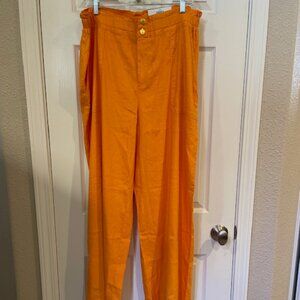 NWT - INC Wide leg orange linen pants - size XL